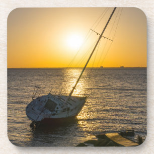 Dessous-de-verre Sunset Sailboat naufrage Gulf Breeze FL Dessous de