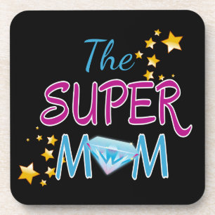 Dessous-de-verre Super maman star diamants mères jour beau texte