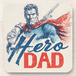 Dessous-de-verre "Super Papa" Illustration de super-héros avec bibe