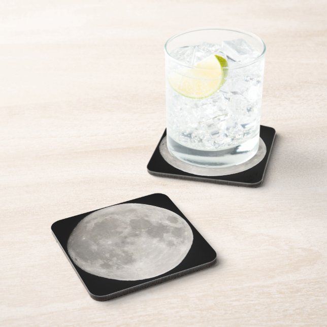 Dessous-de-verre Superlune dans le ciel noir (Côté Droit)