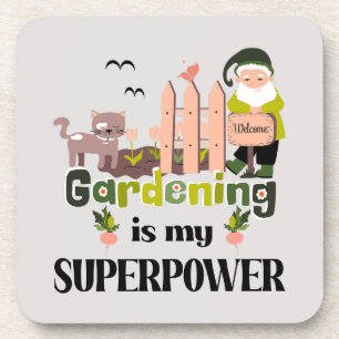 Dessous-de-verre Superpuissance du jardin, jardinier mignon