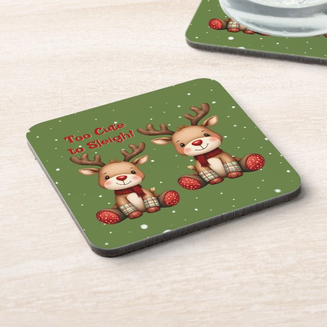 Dessous-de-verre Sweet Reindeer Pair in Holiday Snowfall (Côté gauche)