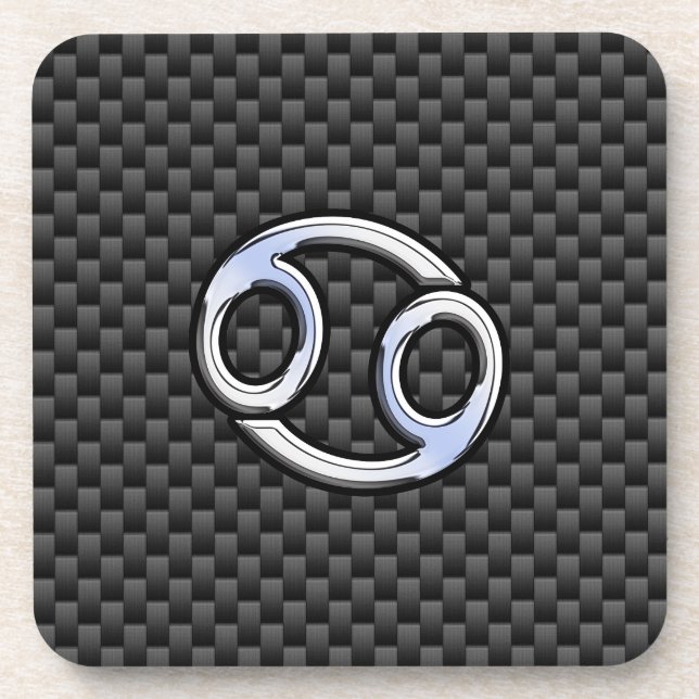 Dessous-de-verre Symbole cancéreux Zodiac Charbon Fiber Impression (Devant)