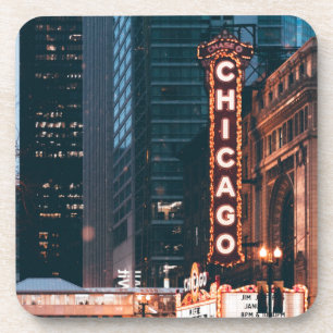 Dessous-de-verre SYMBOLE Chicago Illinois Neon Nuit