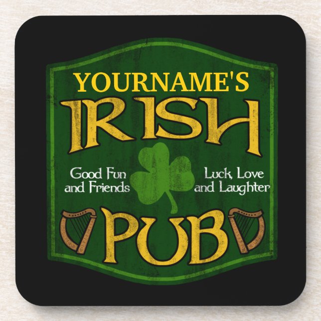 Dessous-de-verre Symbole de pub irlandais personnalisé (Devant)