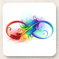 Symbole d'infini avec plume arc-en-ciel