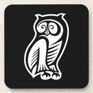 Dessous-de-verre Symbole hibou blanc