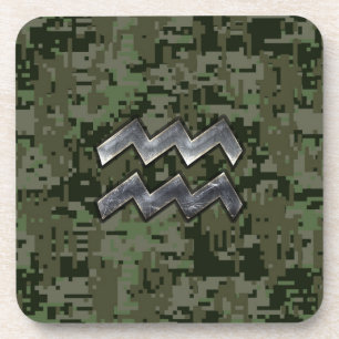 Dessous-de-verre SYMBOLE Zodiaque Aquarius Camouflage numérique ver