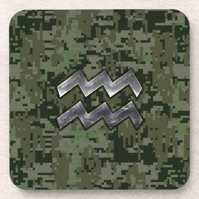 Dessous-de-verre SYMBOLE Zodiaque Aquarius Camouflage numérique ver (Devant)