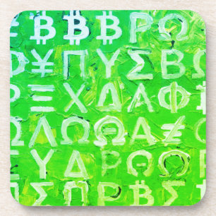 Dessous-de-verre Symboles de Bitcoin (Bright Profit Green - 7)