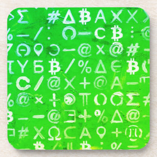Dessous-de-verre Symboles de Bitcoin (Bright Profit Green - 8)