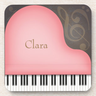 Dessous-de-verre Symboles de musique Whimsical Pink Grand Piano Per