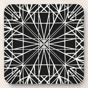 Dessous-de-verre Symétrie géométrique noire et blanche