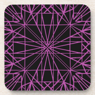 Dessous-de-verre Symétrie géométrique noire et violette/Magenta