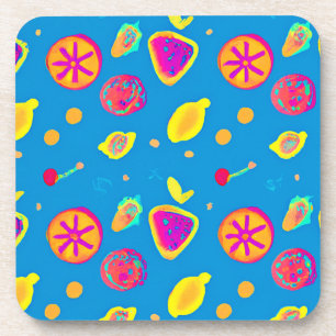 Dessous-de-verre Symphonie Motif de fruits de néon colorés