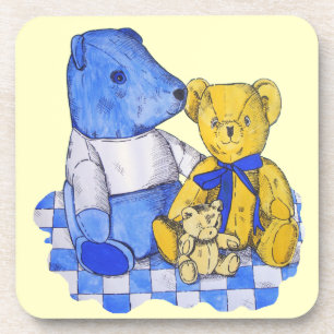 Dessous-de-verre tableau de trois très mignons vieux nounours