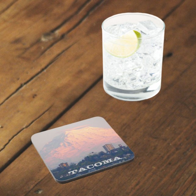 Dessous-de-verre Tacoma, Washington et Mount Rainier Photo (In Situ)