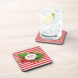 Dessous-de-verre Tapis de Noël rayé rouge pour boissons