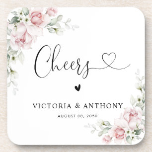 Dessous-de-verre Tapis de verre carré Fleurs rose tendre Cheers