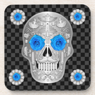 Dessous-de-verre Tapis de verre Chrome Calavera (Blue Rose)