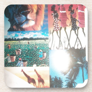 Dessous-de-verre Tapisserie kenyane : Faune, culture et plage côtiè