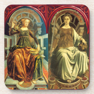 DESSOUS-DE-VERRE TAROTS DE RENAISSANCE ANTIQUE / TEMPÉRANCE -JUSTIC