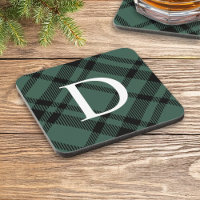 Tartan à carreaux vert chasseresse monogramme init
