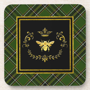 Dessous-de-verre Tartan d'Irlandais de couronne d'abeille d'or