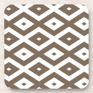 Dessous-de-verre Taupe motif diamant brun et blanc