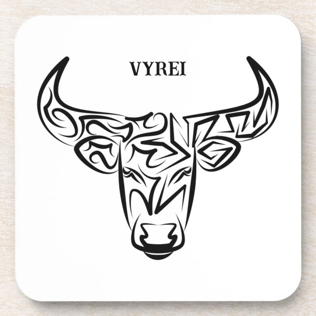 Dessous-de-verre Taureau tribal noir et blanc / Ox (Devant)