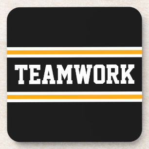 Dessous-de-verre TEAMWORK Bright Orange Black White Racing Stripes