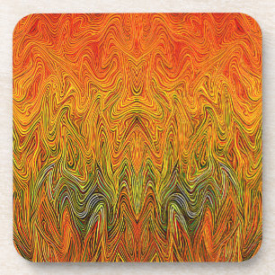 Dessous-de-verre "Tempête neurale" Orange jaune Abstrait