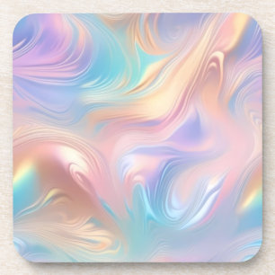 Dessous-de-verre Tendance pastel rose bleu jaune abstrait vagues