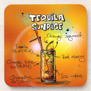 Dessous-de-verre Tequila Sunrise Drink Recette élégant et tendance