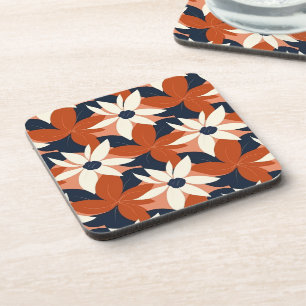 Dessous-de-verre Terracotta Blanc Floral Élégant