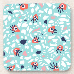Dessous-de-verre Terrazzo Funny Motif géométrique avec les yeux