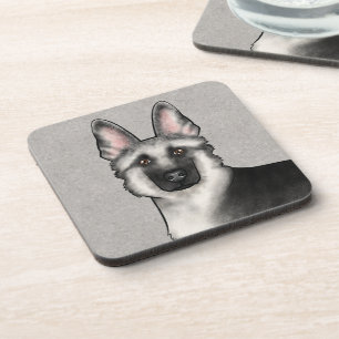 Dessous-de-verre Tête de chien Berger allemand Silver Sable