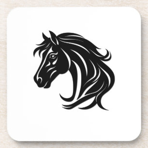 Dessous-de-verre Tête de magnifique cheval noir