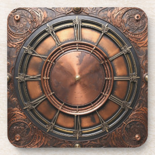 Dessous-de-verre Tête de temps en cuivre Steampunk