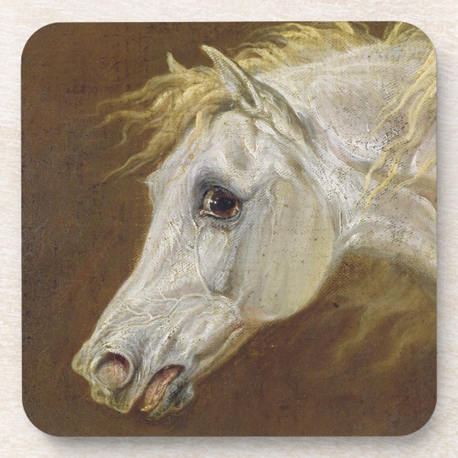 Dessous-de-verre Tête d'un cheval Arabe gris (huile sur la toile (Devant)