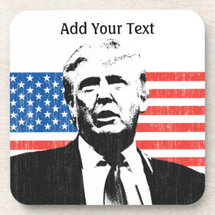 Dessous-de-verre Texte de coutume de drapeau américain de Donald
