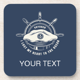 Dessous-de-verre Thème Nautique Bleu Marine Votre Texte