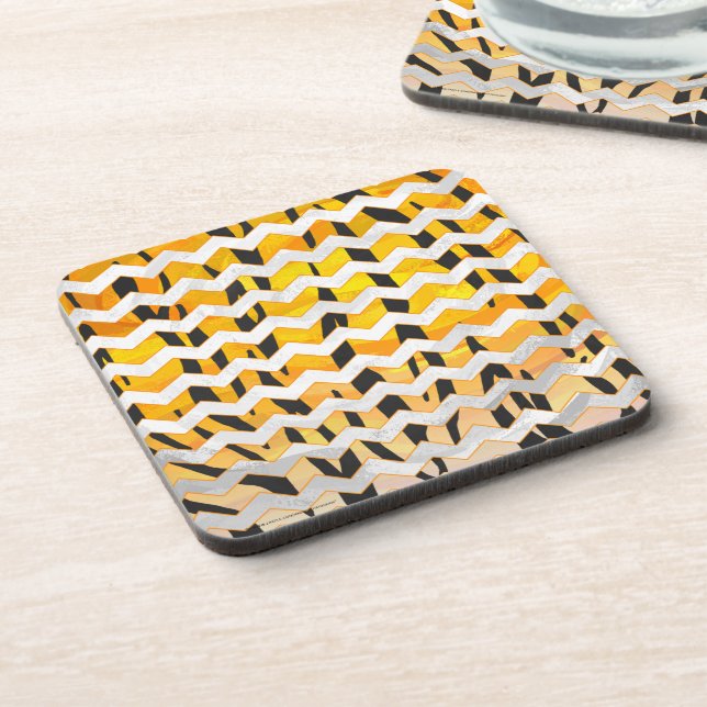 Dessous-de-verre Tigre Chevron noir et orange (Côté gauche)