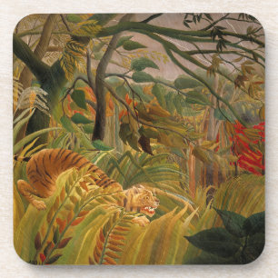 Dessous-de-verre Tigre dans une tempête tropicale par Henri Roussea