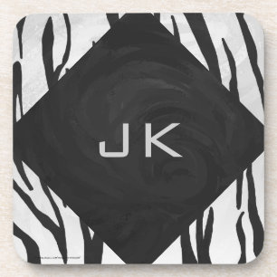 Dessous-de-verre Tigre Monogramme noir et blanc