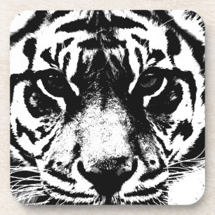 Dessous-de-verre Tigre noir et blanc