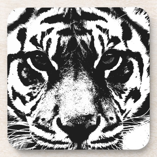 Dessous-de-verre Tigre noir et blanc (Devant)