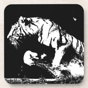 Dessous-de-verre Tigre noir et blanc