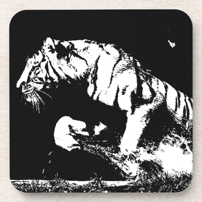 Dessous-de-verre Tigre noir et blanc (Devant)