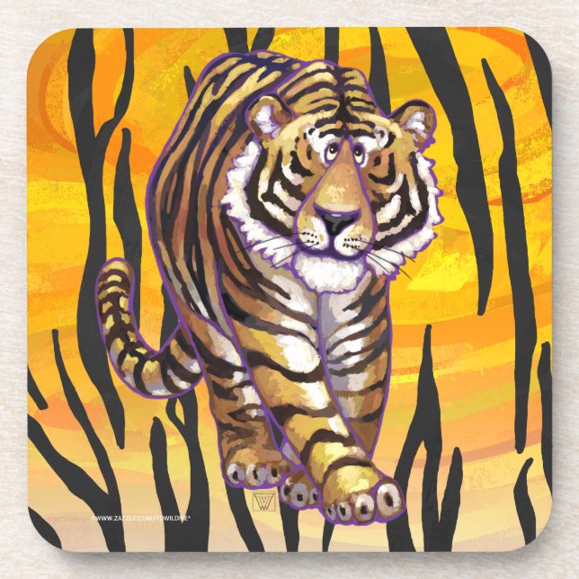 Dessous-de-verre Tigre orange et noir sauvage (Devant)